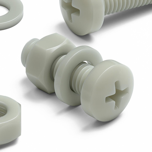 50x Glass Filled Nylon Pan Head Machine Screws M6 x 20 mm, Nuts & Washers