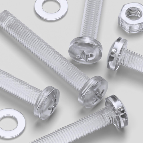 20x Clear Acrylic Pan Head Machine Screws & Bolts M8 x 60mm, Nuts & Washers