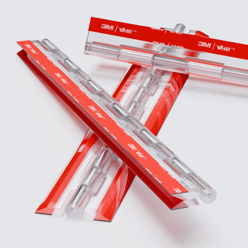4x Clear Acrylic Piano Hinges 300mm, Self-Adhesive, No Glue Required