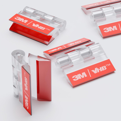 10x Clear Acrylic Piano Hinges 25mm, Self-Adhesive, No Glue Required