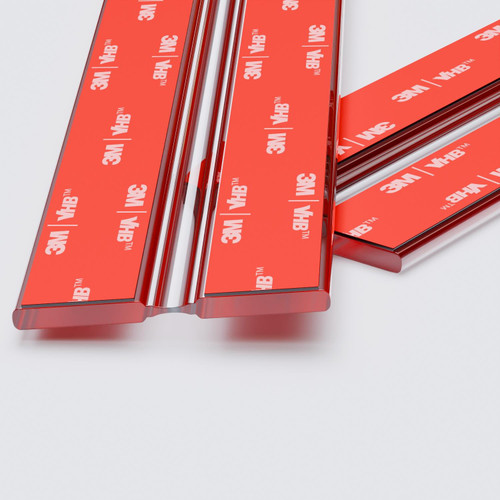 4x Clear Flexible Acrylic Hinges, 300mm - Self-Adhesive, Low Profile Living Hinges