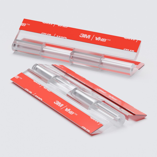 4x Clear Acrylic Piano Hinges 100mm, Self-Adhesive, No Glue Required