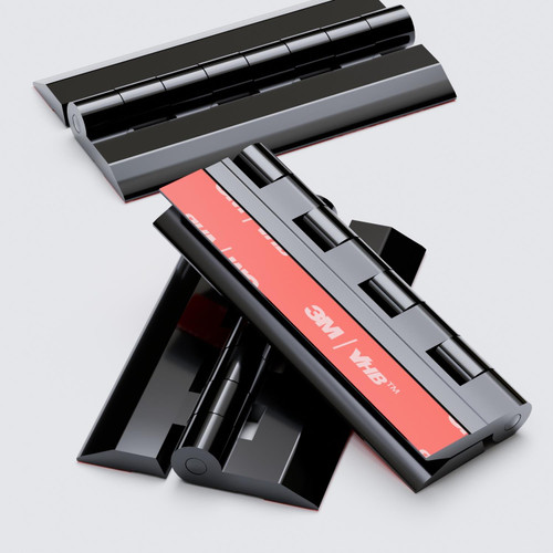 4x Black Acrylic Plastic Piano Hinges 75mm, Self-Adhesive, No Glue Required