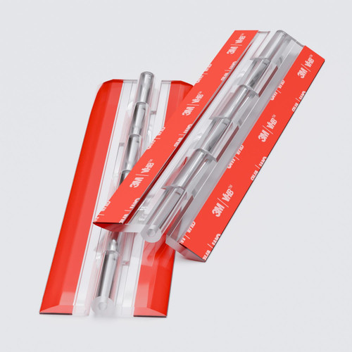 4x Clear Acrylic Piano Hinges, 200mm - Self-Adhesive, No Glue Required