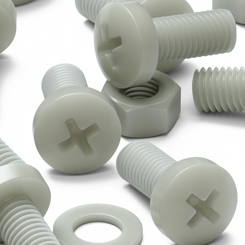 50x Glass Filled Nylon Pan Head Machine Screws M8 x 20 mm, Nuts & Washers