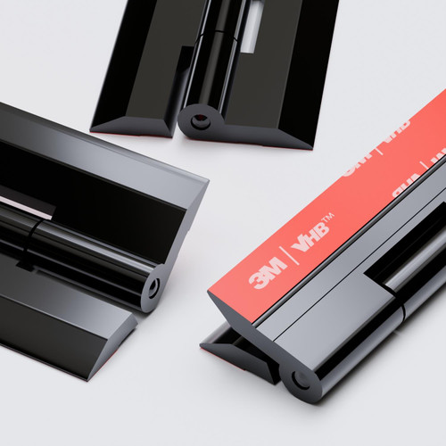 4x Black, Acrylic Piano Hinges, 150mm - No Glue Required, Plastic Hinges