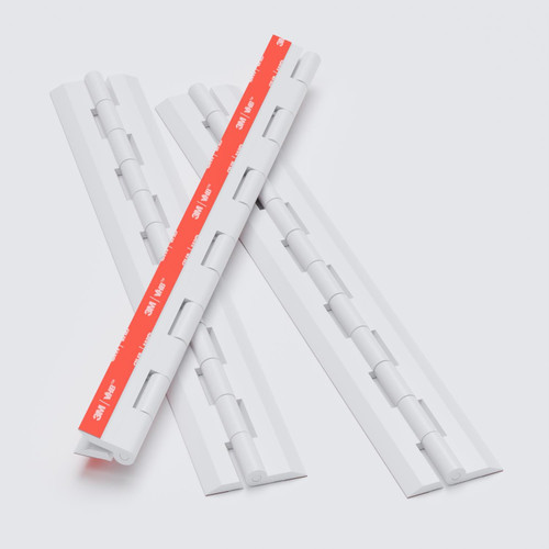 4x White, Acrylic Hinges, 300mm - No Glue Required, Plastic Piano Hinges