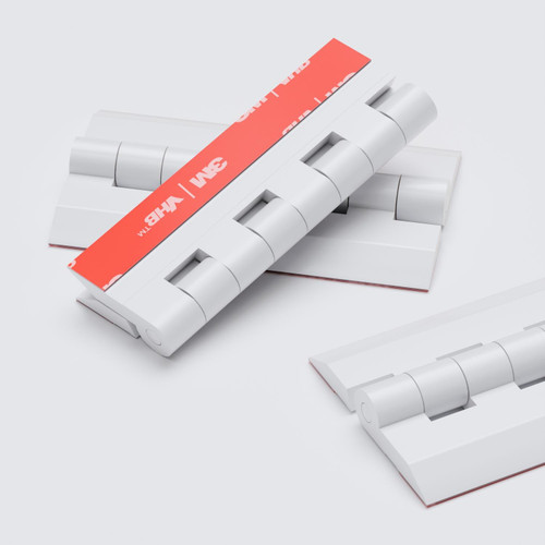 4x White, Acrylic Hinges, 75mm - No Glue Required, Plastic Piano Hinges