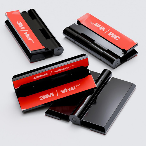 10x Black Acrylic Piano Hinges 45mm, Self-Adhesive, No Glue Required