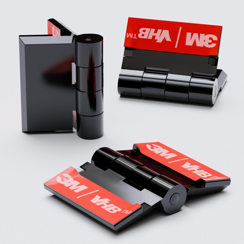 10x Black, Acrylic Hinges, 24mm - No Glue Required, Plastic Piano Hinges