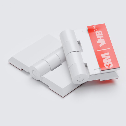 10x White Acrylic Piano Hinges 24 mm, Self-Adhesive, No Glue Required