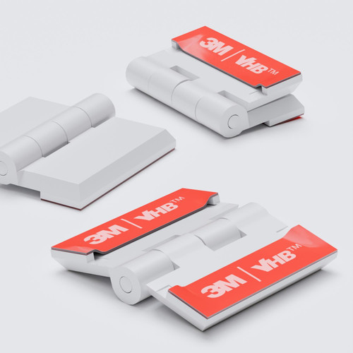 10x White Acrylic Piano Hinges 32mm, Self-Adhesive, No Glue Required