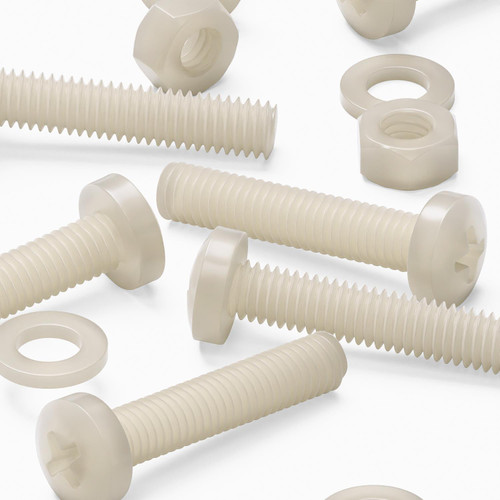 50x Natural Nylon Pan Head Machine Screws & Bolts M6 x 30mm, Nuts & Washers