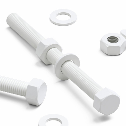 10x White PP Hex Head Plastic Screws & Bolts M8 x 100 mm, Nuts & Washers