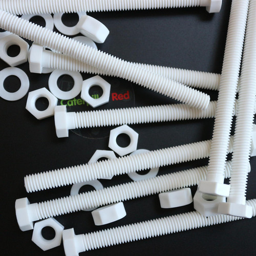 10x White, Hex Head, (PP), M8 x 100mm, Plastic Bolts,Nuts & Washers, -Screws