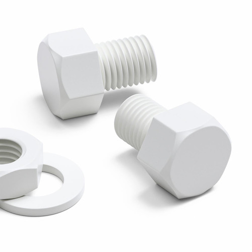 10x White PP Hex Head Plastic Screws & Bolts M16 x 20mm, Nuts & Washers