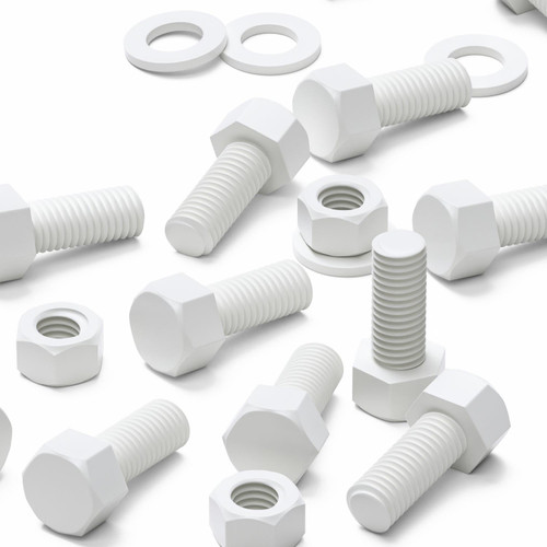 20x White PP Hex Head Plastic Screws & Bolts M12 x 30mm, Nuts & Washers