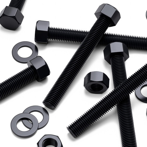 5x Black PP Hex Head Plastic Screws & Bolts M20 x 150mm, Nuts & Washers