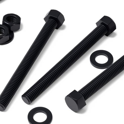 10x Black PP Hex Head Plastic Screws & Bolts M10 x 100mm, Nuts & Washers