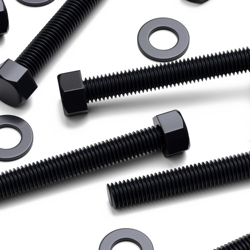 5x Black PP Hex Head Plastic Screws & Bolts M12 x 150mm, Nuts & Washers
