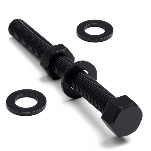 5x Black PP Hex Head Plastic Screws & Bolts M16 x 150mm, Nuts & Washers