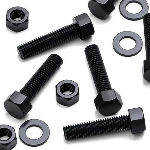 10x Black Nylon Hex Head Plastic Screws & Bolts M12 x 50 mm, Nuts & Washers