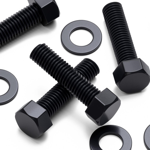 20x Black Nylon Hex Head Plastic Screws & Bolts M10 x 40mm, Nuts & Washers