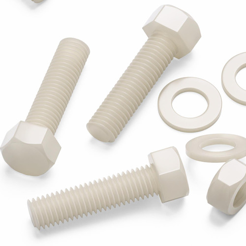 20x Natural Nylon Hex Head Screws & Bolts M10 x 40mm, Nuts & Washers