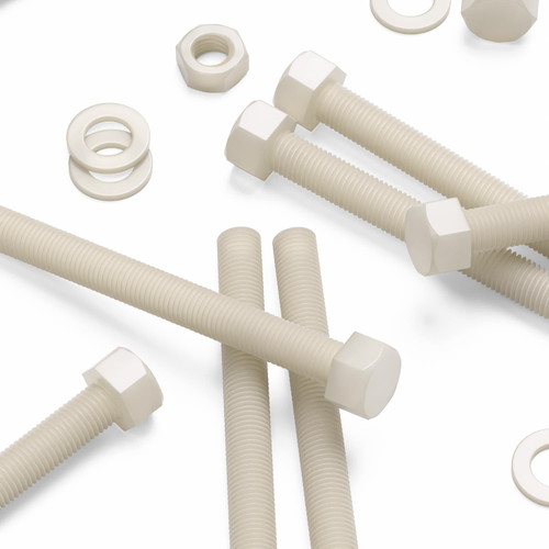 5x Natural Nylon PA66 Hex Head Plastic Bolts, Nuts & Washers - M16x150mm