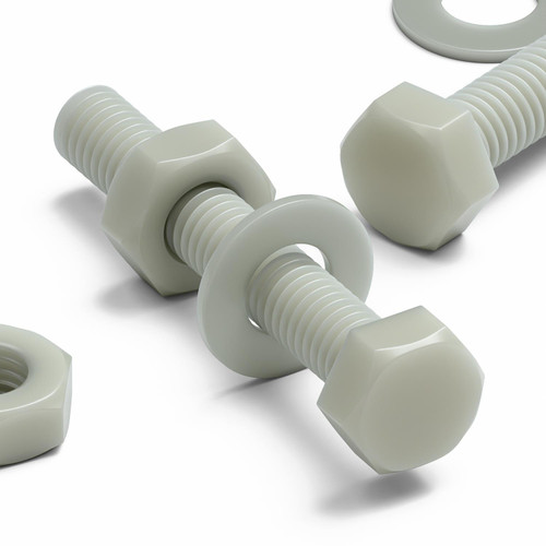 50x Natural Glass Filled Nylon Hex Head Screws M3 x 20mm, Nuts & Washers