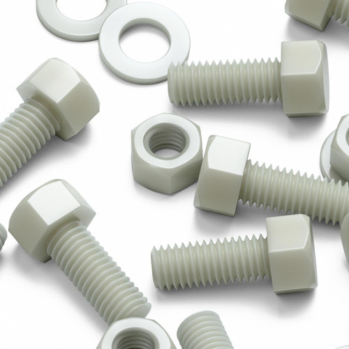 10x Natural Glass Filled Nylon Hex Head Screws M12 x 30mm, Nuts & Washers