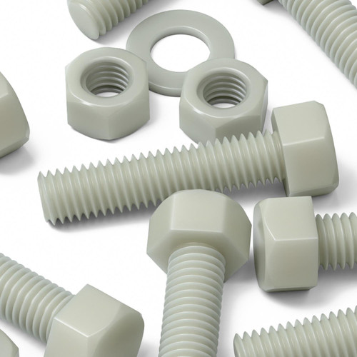10x Natural Glass Filled Nylon Hex Head Screws M12 x 50mm, Nuts & Washers