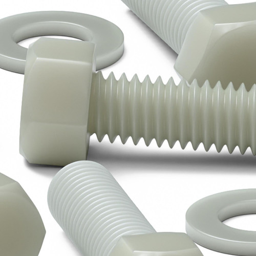 50x Natural Glass Filled Nylon Hex Head Screws M5 x 20mm, Nuts & Washers