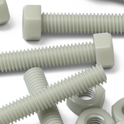 50x Natural Glass Filled Nylon Hex Head Screws M6 x 40mm, Nuts & Washers