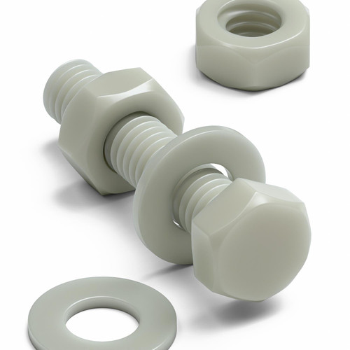 50x Natural Glass Filled Nylon Hex Head Screws M4 x 20 mm, Nuts & Washers
