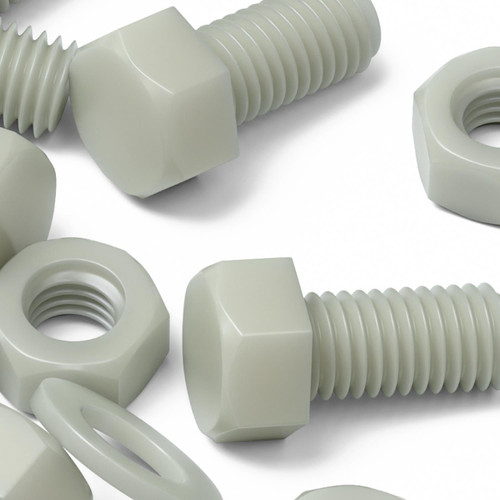 20x Natural Glass Filled Nylon Hex Head Screws M10 x 20mm, Nuts & Washers