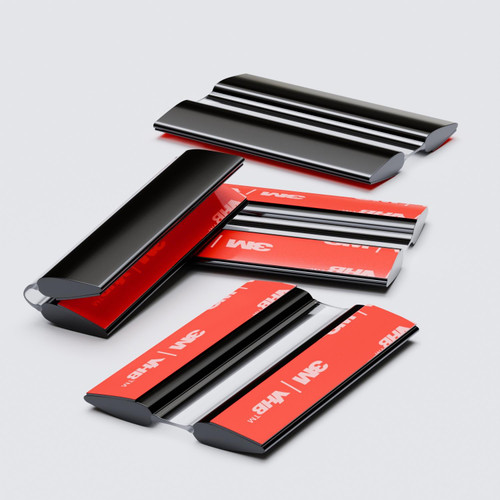 4x Black Self-Adhesive Acrylic Flexible Hinges, 50mm, Low Profile Living Hinges