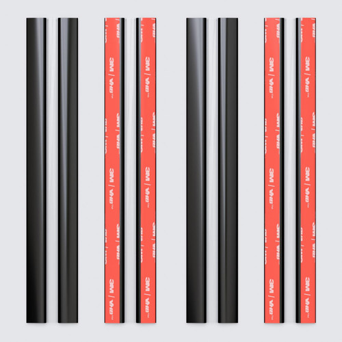 4x 200mm Black Acrylic Flexible Hinges, Self-Adhesive, No Glue Required