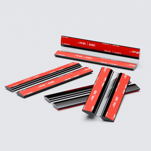 4x 100mm Black Acrylic Flexible Hinges, Self-Adhesive, No Glue Required