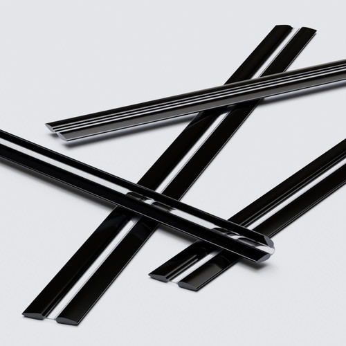 4x Black, Flexible Acrylic Hinges, 500mm. Low Profile, Living Flex Hinge