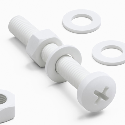 20x White PP Pan Head Plastic Screws & Bolts M8 x 60mm, Nuts & Washers