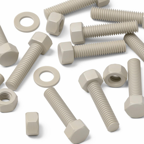 10x Natural PPS Hex Head Plastic Screws & Bolts M5 x 20mm, Nuts & Washers
