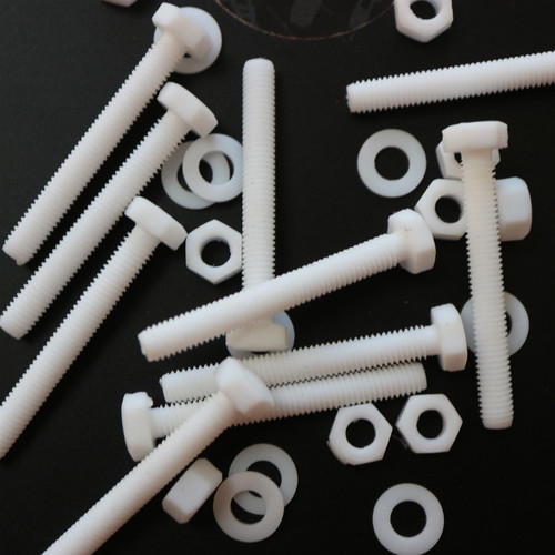 10x Natural PTFE Hex Head Plastic Screws & Bolts M5 x 40mm, Nuts & Washers