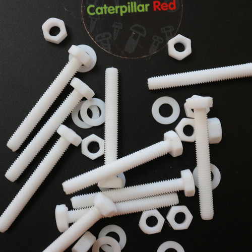10x PTFE Hex Head, M5 x 40mm, Plastic Nuts and Bolts (Screws), Washers
