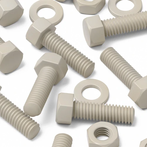 10x PPS Hex Head, M6 x 20mm, Plastic Nuts and Bolts (Screws), Washers, Polyphenylene Sulfide