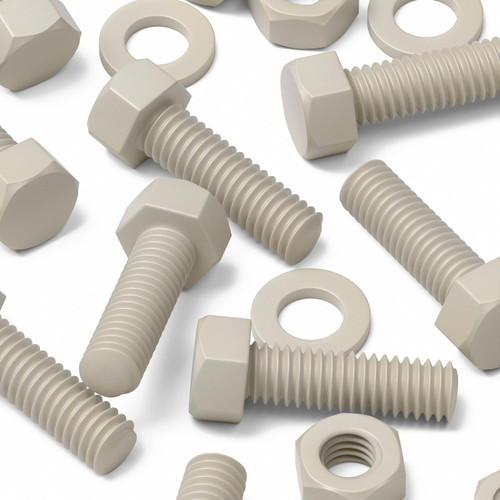 10x Natural PPS Hex Head Plastic Screws & Bolts M6 x 20 mm, Nuts & Washers