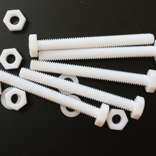 5x Natural PTFE Hex Head Plastic Screws & Bolts M6 x 60mm, Nuts & Washers