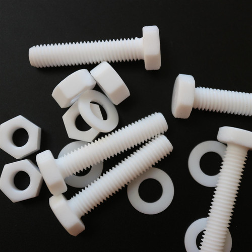 5x PTFE Hex Head, M8 x 40mm, Plastic Nuts and Bolts (Screws), Washers, Fluoropolymer Polytetrafluoroethylene