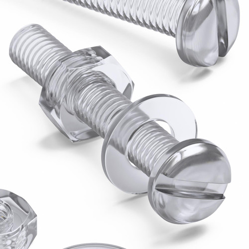 50x Clear Acrylic Slotted Pan Head Screws & Bolts M3 x 20mm, Nuts & Washers