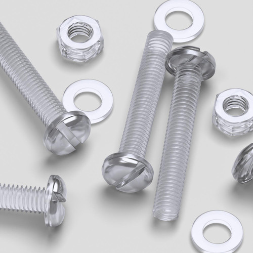 20x Clear Acrylic Slotted Pan Head Screws & Bolts M6 x 40mm, Nuts & Washers